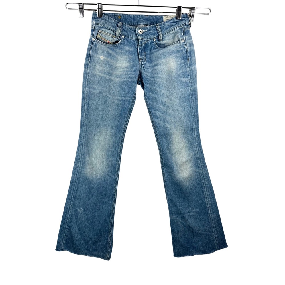 Diesel Louvely Jeans 25 Blue Low Rise Bootcut Frayed Hem Y2K boho